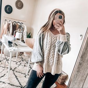 Free people knit balloon sleeve sweater
